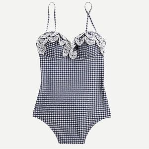 NWT! J Crew scalloped ruffle one piece swimsuit